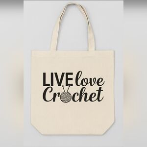 Live Love Crochet Custom Canvas Tote Bag